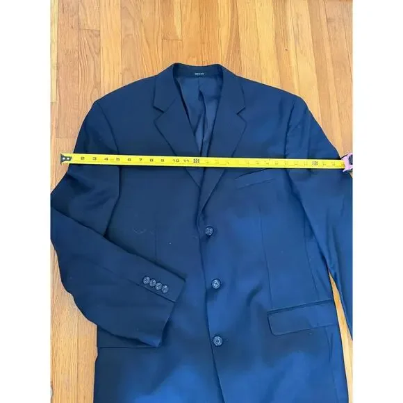Calvin Klein 100% Wool Two-Piece Suit Set – Blazer 44L / Trousers 38L – Navy